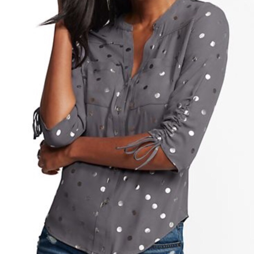 Metallic Polka Dot Blouse